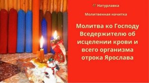 Молитва ко Господу Вседержителю об исцелении крови и всего организма отрока Ярослава.