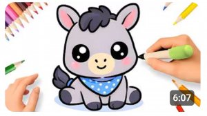 КАК НАРИСОВАТЬ МИЛОГО ОСЛИКА В СТИЛЕ КАВАЙИ ❤️