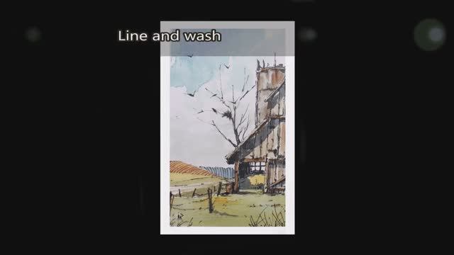 ine and wash barn Full real time Watercolor Drawing Crooked lines with Nil Rocha смотреть онлайн