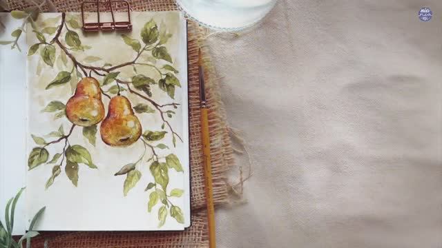 Vintage Pear Branch: Full Watercolor Tutorial смотреть онлайн