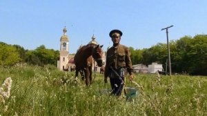 В Комсомольском парке рядом с храмом апостола Андрея Первозванного пасутся кони гуляют казаки