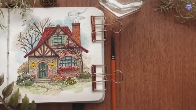 🍿 Mysterious Fall Cottage: Watercolor Tutorial смотреть онлайн