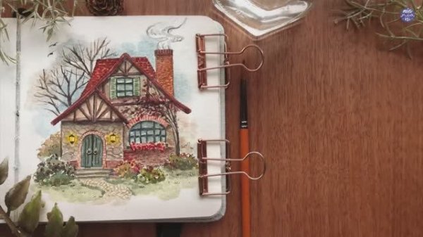🍿 Mysterious Fall Cottage: Watercolor Tutorial