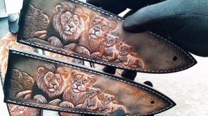 Ножны с изображением Львов для кухонного ножа.
