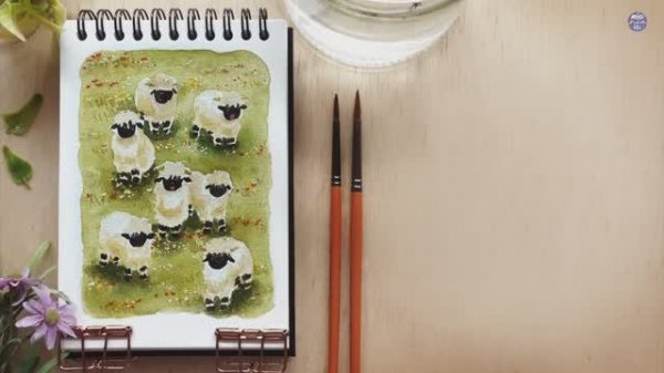 Cute Flock of Sheep: Watercolor Tutorial
