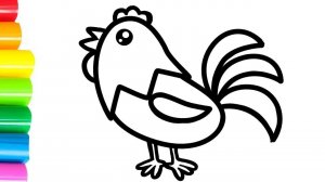 Xo'rozni bolalar uchun qanday chizish mumkin/How to draw a rooster for children