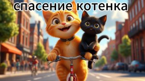 Мультик для детей,котенок спас своего друга который попал в беду /видео про котиков