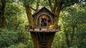 Построил укрытие для защиты от диких кабанов. Домик на дереве бля выживания в лесу.