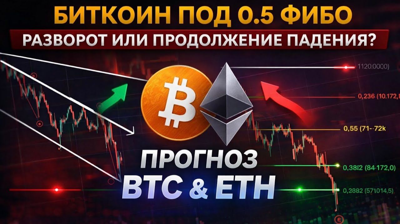 ⚪️ Биткоин упёрся в 0.5 Фибо: следующий ход уже близко