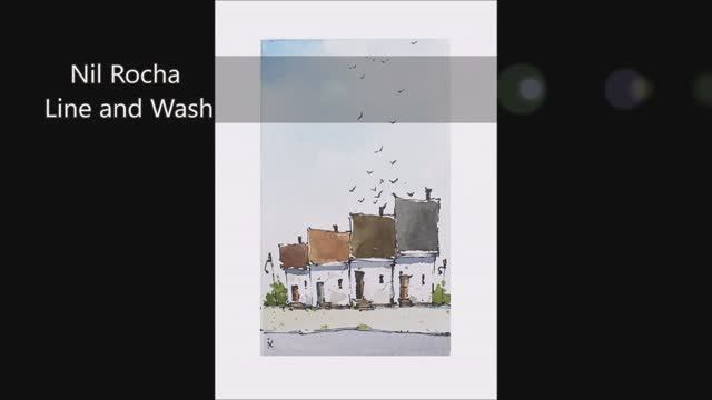 Line And Wash watercolor simple draw and paint houses for beginners by Nil Rocha смотреть онлайн