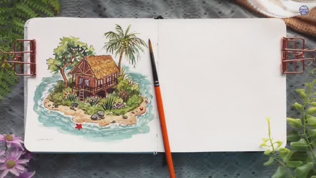 Mini Tropical Hut: Drawing To Painting With Watercolors