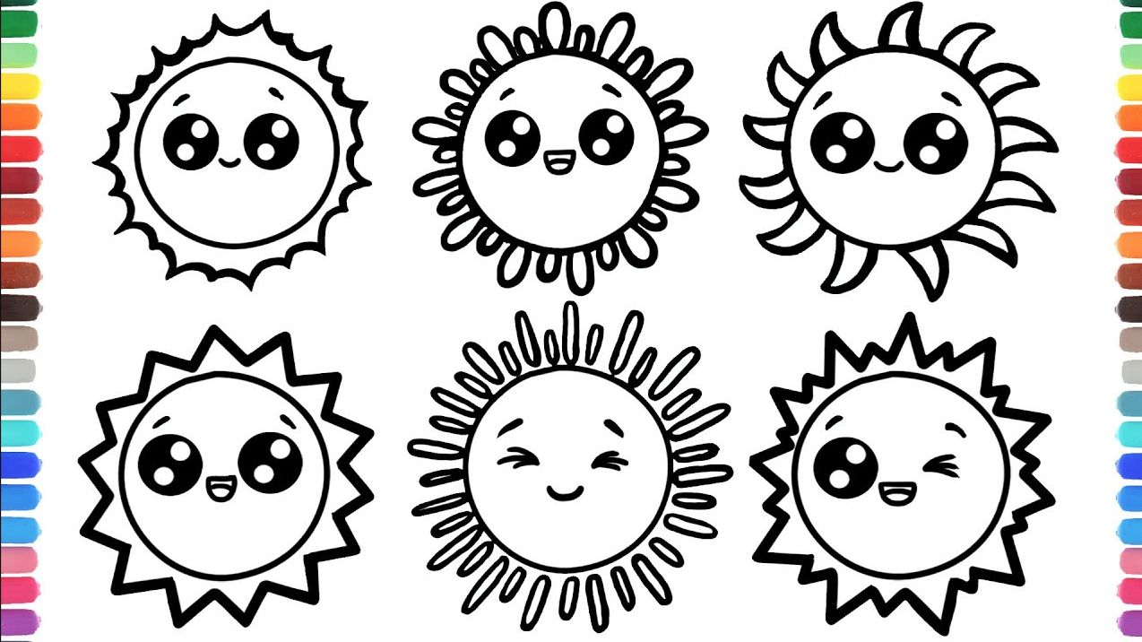 Мультик для детей -раскраска как нарисовать СОЛНЦЕ . Рисунки СОЛНЦА для детей. смотреть онлайн