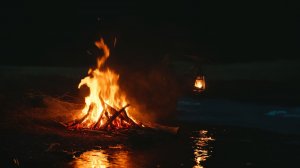 Костёр у тёмной реки. 🌙 Успокаивающие звуки природы.