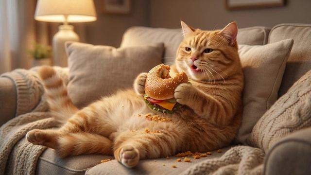 Толстый котик кушает бургер #СмешнойКот #КотЕстБургер #ТолстыйКот #РыжийКот смотреть онлайн