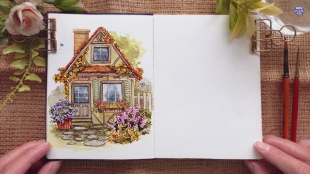 🍿 Quaint Mini Cottage: Drawing To Painting Watercolor Tutorial