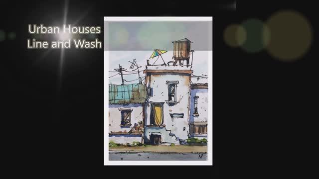 Urban houses, skecth line and wash watercolor simple and easy by Nil Rocha смотреть онлайн