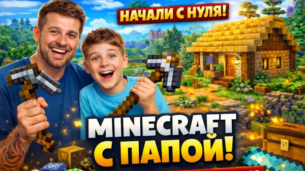 Minecraft Better MC (Forge) с ПАПОЙ 👨👦 Начали мир с нуля: копаем и строим дом | АндрюшаТВ