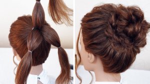 Шикарный объемный ПУЧОК за 3 минуты на средние ВОЛОСЫ ★ КРАСИВЫЕ ПРИЧЕСКИ ПОШАГОВО