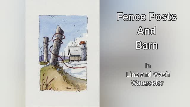 Line and Wash Watercolor, Early Winter Farm, Great for beginners. Peter Sheeler, смотреть онлайн