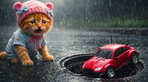 Мультики для детей. Котик попал под дождь, когда играл в машинки. Видео про котиков