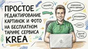 Простое редактирование и улучшение картинок и фото на бесплатном тарифе Krea