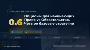 Урок 06 Опционы для начинающих. Право vs Обязательство. Четыре базовые стратегии