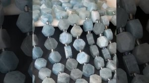 "Аквамарин" голубой берилл шестигранники 8,5x9,5 мм через стеклянный бисер