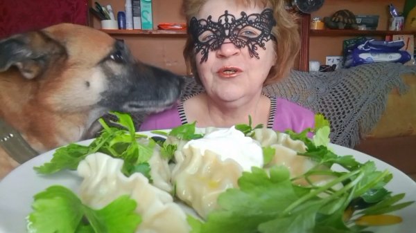 Мукбанг ДАМПЛИНГИ в Сметане по РУССКИ! Нужен СРОЧНО СОВЕТ!