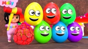 Мелли исследует разноцветные яйца-сюрпризы | Песенка для детской площадки Yes Yes | Детские стишки и