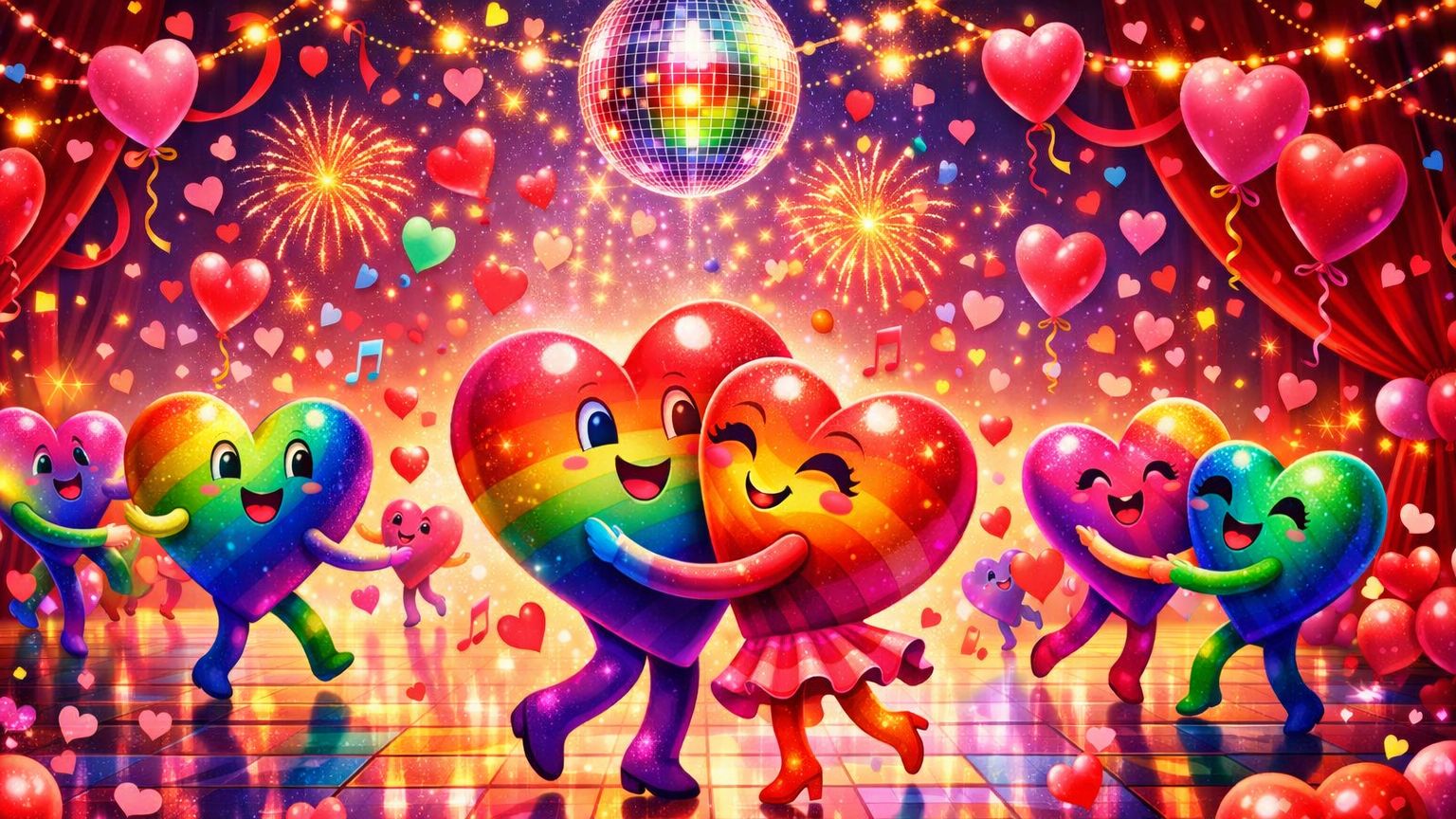 День Влюблённых - Танец Радужных Сердец🥳💘🎉 смотреть онлайн