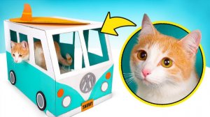 Дом на колёсах для кота 🐱 Винтаж из картона DIY