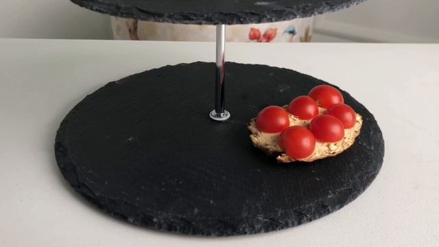 Этажерка для пирожных, фруктов, канапе МАГИЯ КАМНЯ двухъярусная, сланец, 25х23 см, 210000060