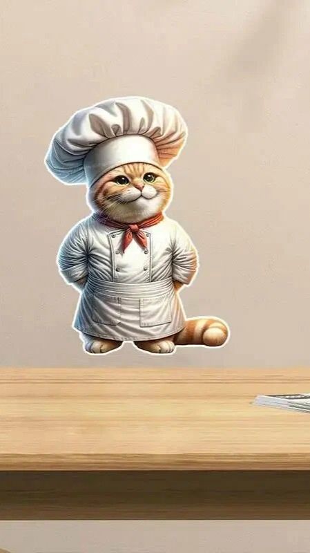 Водонепроницаемая наклейка "Милый кот шеф-повар"