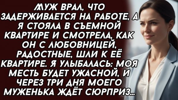 Я стояла и смотрела, как муж с любовницей, радостные, шли к её квартире. Я улыбалась