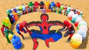 Человек-паук и большая зубная паста Извержение из ямы человека-паука, Гигантская Пепси, Миринда, Кок