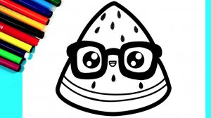 Как нарисовать арбуз. Простой рисунок и раскраска милого арбуза.