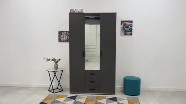 Вегас ШК-08 Шкаф 3-х ств. дуб каньон/графит