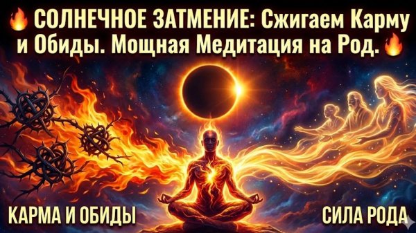 🔥 СОЛНЕЧНОЕ ЗАТМЕНИЕ: Сжигаем Карму и Обиды. Мощная Медитация на Род.