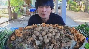 #MUKBANG Говядина с душком, лапша, фрикадельки и свежие овощи! Очень вкусно друзья мои! ASMR ОБЖОР