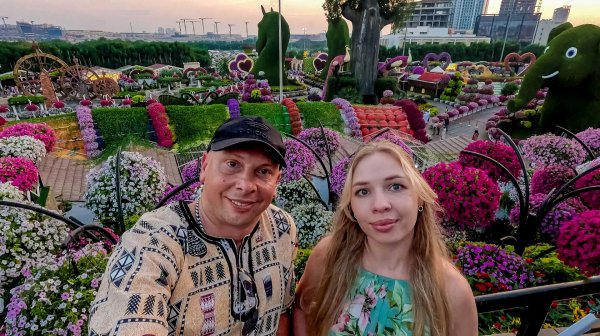 Dubai Miracle Garden, Парк цветов Дубаи с дочерью Ириной