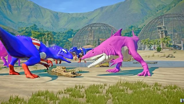 Динозавры. Битва Динозавров. Тиранозавр. Индоминус. Спинозавр. Трицератопс. смотреть онлайн