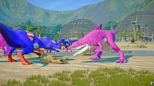 Динозавры. Битва Динозавров. Тиранозавр. Индоминус. Спинозавр. Трицератопс.