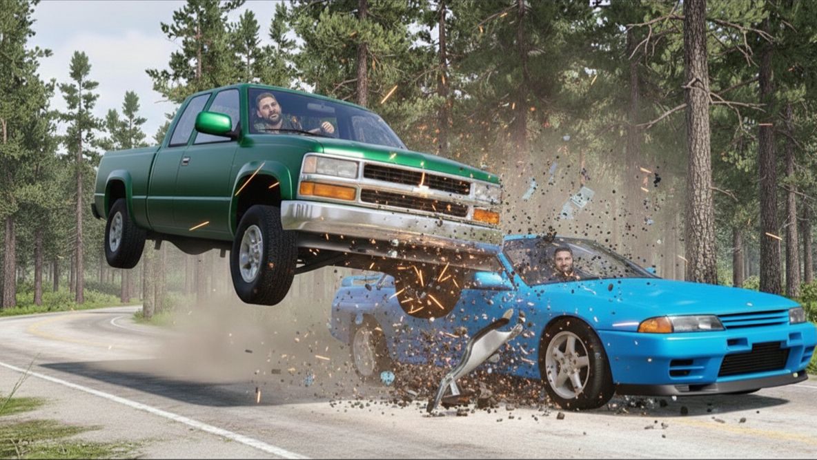 BeamNG Drive - Аварии на высокой скорости смотреть онлайн
