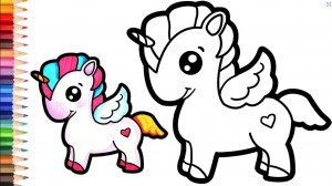 Как нарисовать единорога для детей. Простой рисунок и раскраска ЕДИНОРОГА.