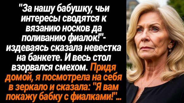 Жизненные Истории/"За нашу бабушку, чьи интересы сводятся к вязанию носков да поливанию фиалок!"- из