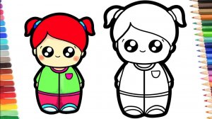 Как нарисовать девочку. Простой рисунок и раскраска ребенка.