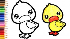 Как нарисовать утёнка. Простой рисунок  утенка для детей.