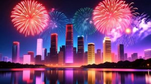 ✨ Город в огнях! Фейерверки над водой — чудо! 🎇