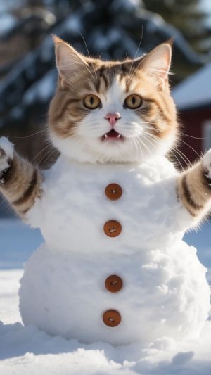Кот снеговик