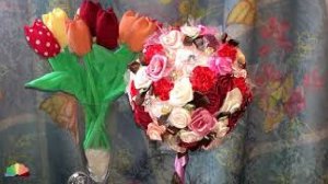 Топиарий своими руками Розы из атласных лент DIY